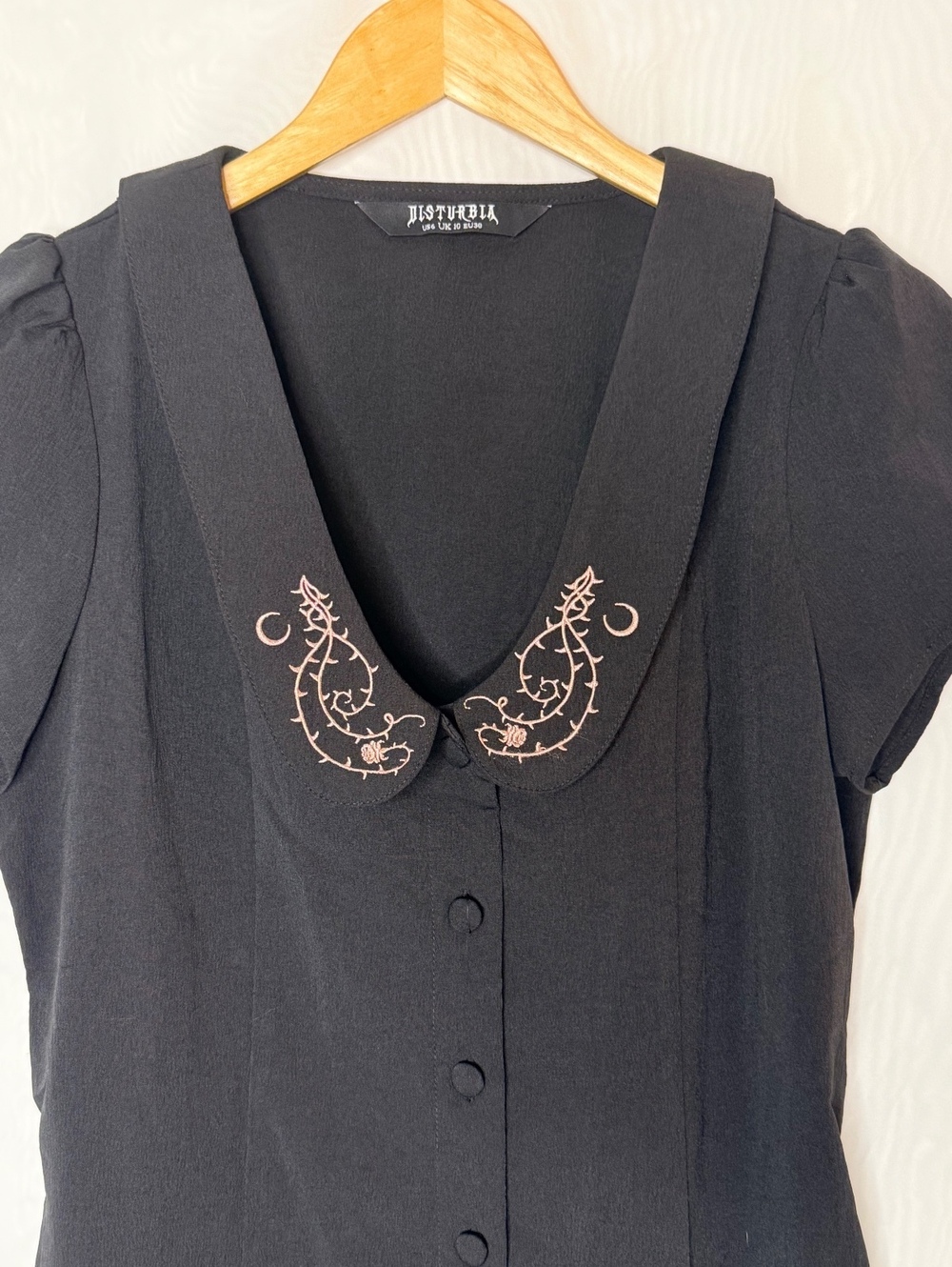 Disturbia Rosethorn Embroidered Collar Mini Dress - Picture 7 of 10